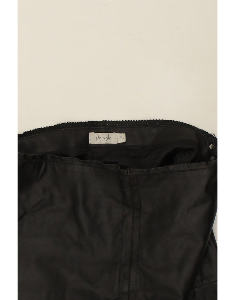 PRINGLE Womens Leather Skirt UK 14 Medium W31 Black Leather | Vintage Pringle | Thrift | Second-Hand Pringle | Used Clothing | Messina Hembry 