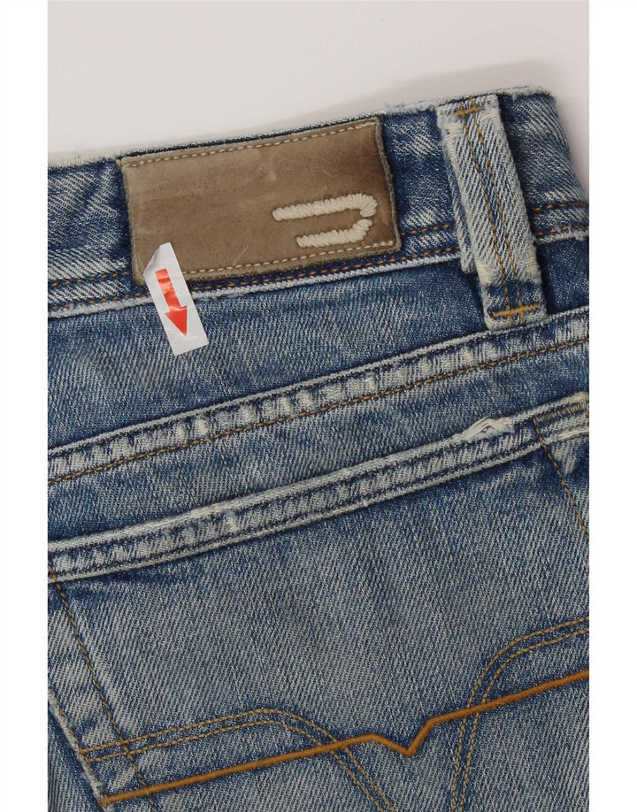 Diesel Mens Levan Distressed Straight Jeans W32 L32 Blue Cotton
