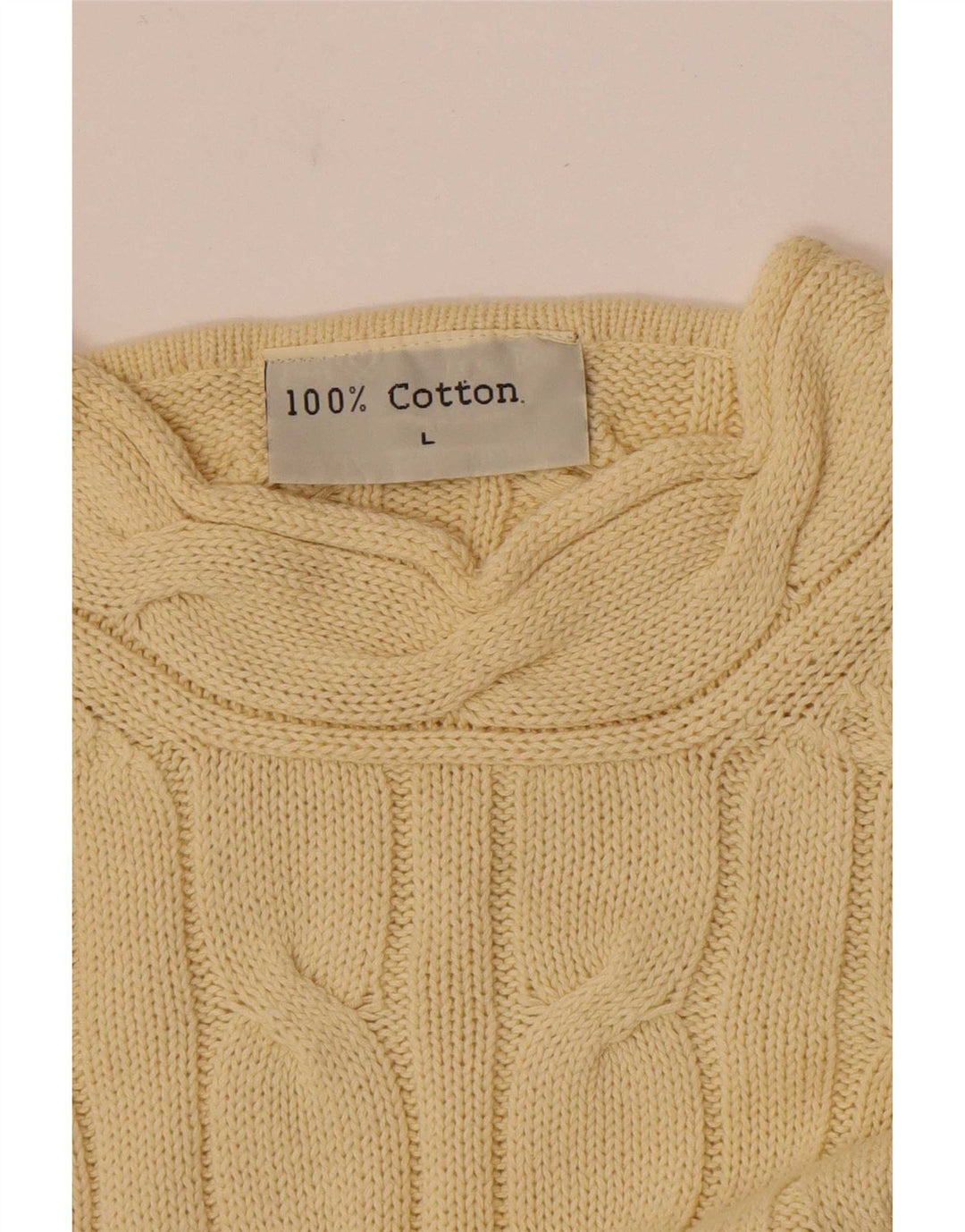 Vintage Mens Crew Neck Jumper Sweater Large Yellow Cotton