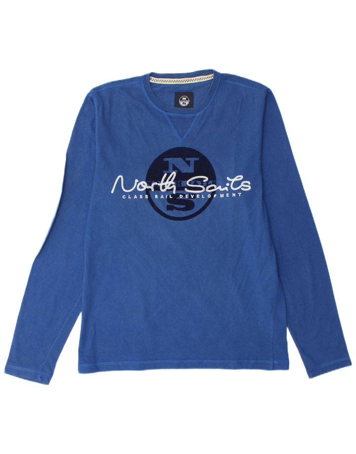 North Sails Mens Graphic Top Long Sleeve Large Blue Cotton