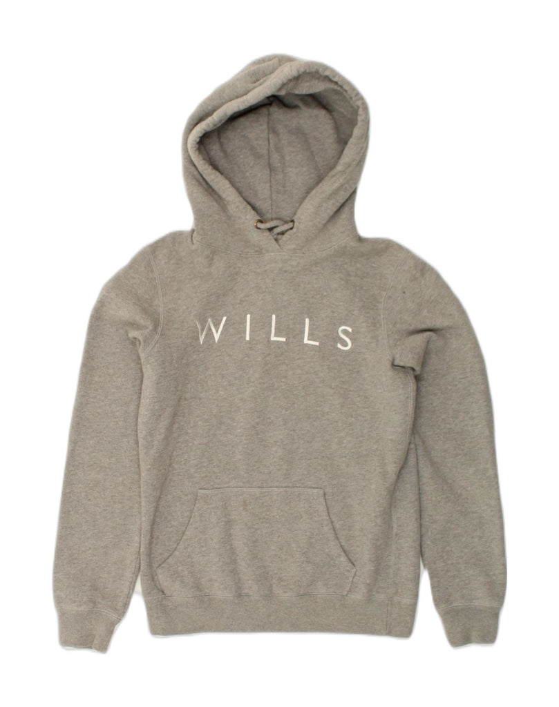 JACK WILLS Womens Graphic Hoodie Jumper UK 10 Small Grey Cotton | Vintage Jack Wills | Thrift | Second-Hand Jack Wills | Used Clothing | Messina Hembry 