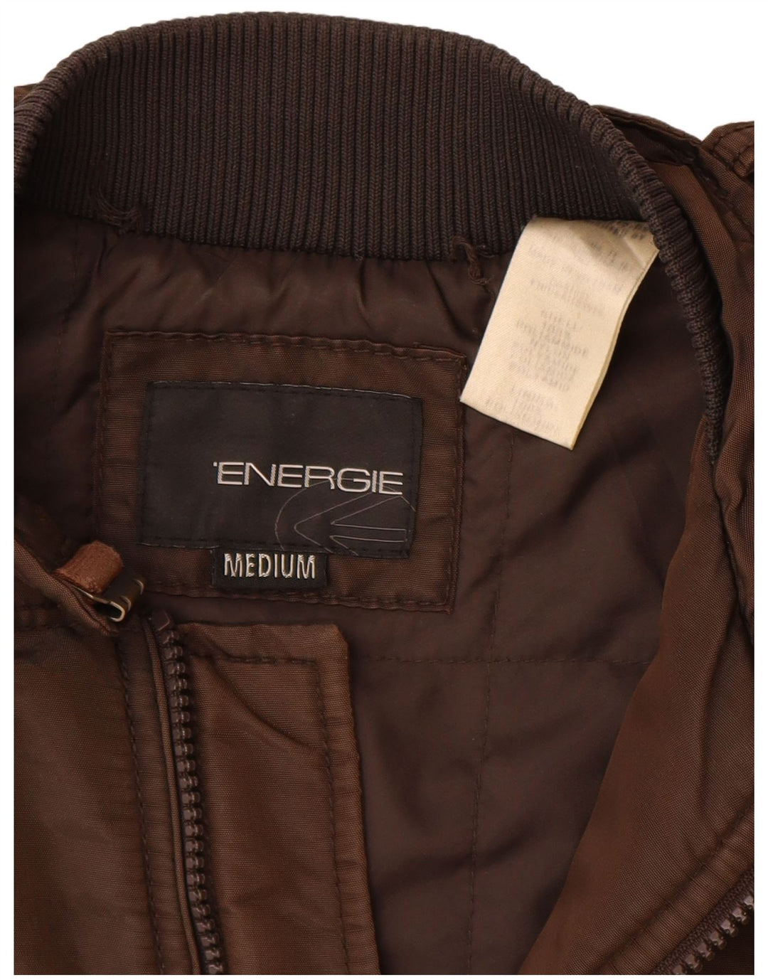 ENERGIE Mens Bomber Jacket UK 38 Medium Brown Polyamide