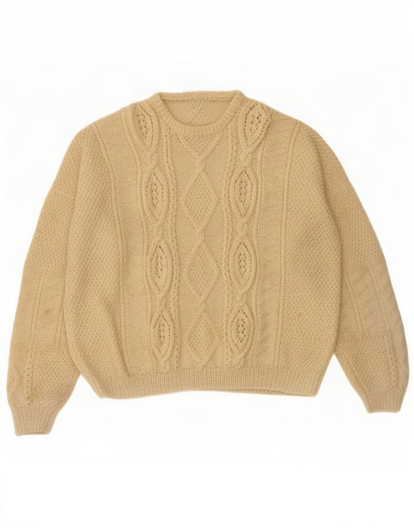 Vintage Mens Crew Neck Jumper Sweater Large Off White