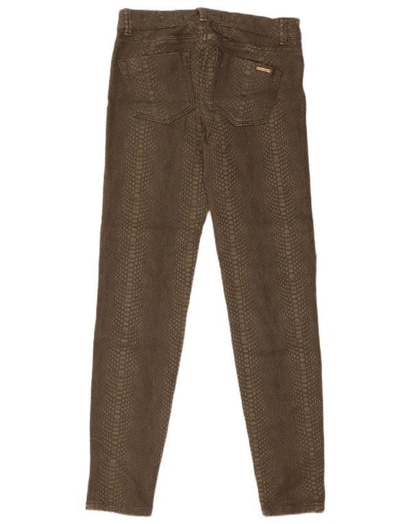 Zara Womens Trafaluc Casual Trousers EU 36 XS W26 L30 Khaki Animal Print