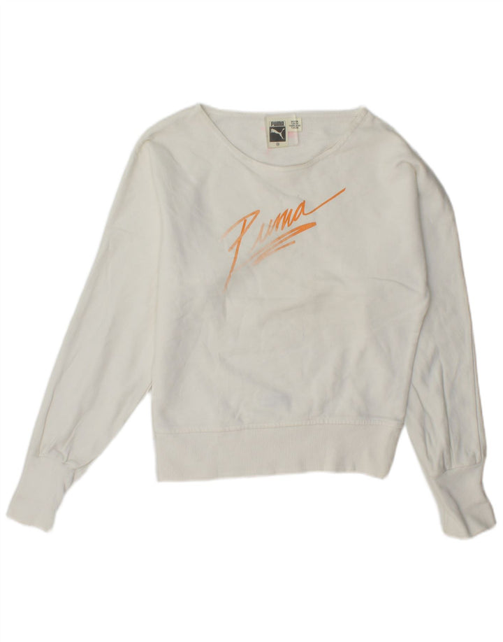 Puma Womens Graphic Sweatshirt Jumper UK 6 XS White