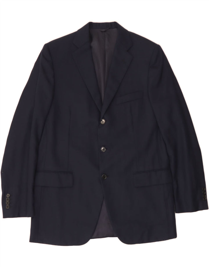 BURBERRY Mens 3 Button Blazer Jacket EU 52 XL Navy Blue Wool Vintage Burberry and Second-Hand Burberry from Messina Hembry 