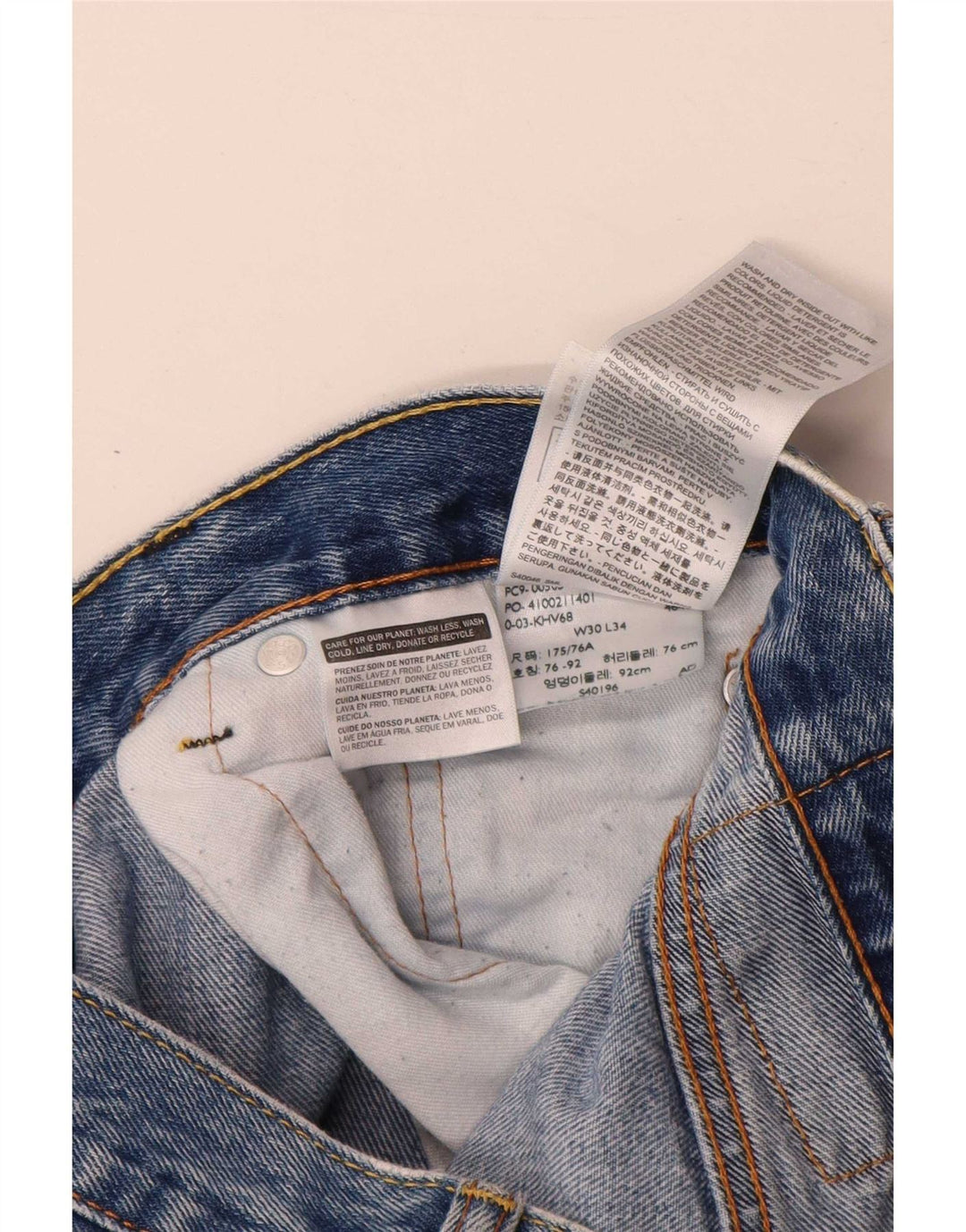 Levi's Mens 505 Straight Jeans W30 L34 Blue Cotton