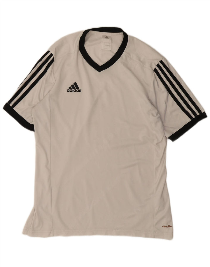 Adidas Mens T-Shirt Top Medium Off White Polyester Sports