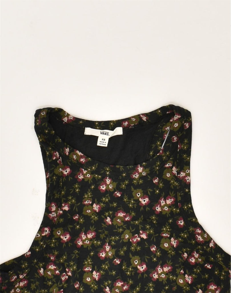 VANS Womens Sundress UK 4 XS Black Floral Cotton | Vintage Vans | Thrift | Second-Hand Vans | Used Clothing | Messina Hembry 