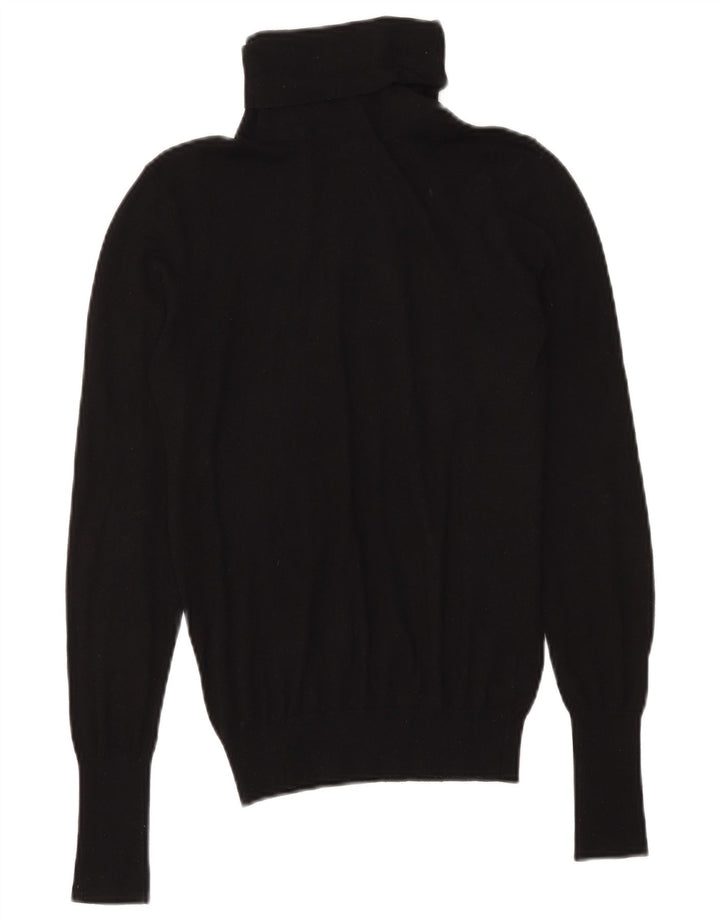 Zara Womens Roll Neck Jumper Sweater UK 10 Small Black Modal