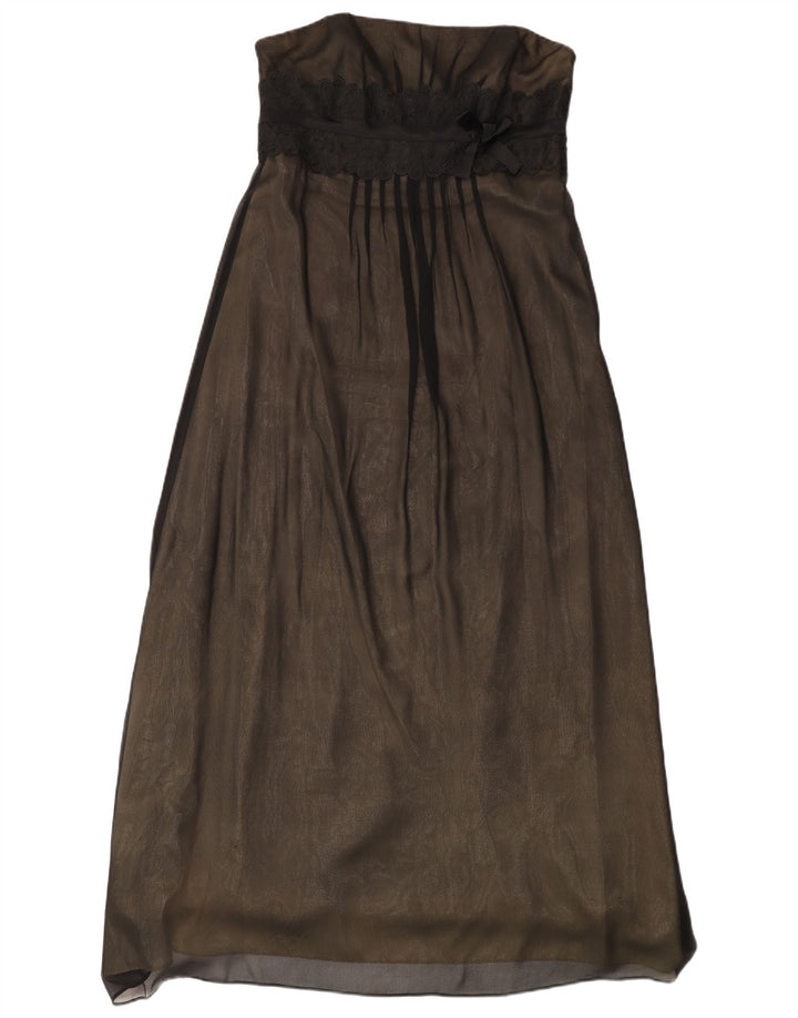 Monsoon Womens Strapless Dress UK 14 Large Black Silk