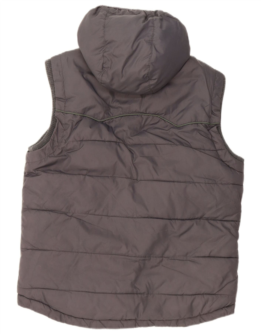 Superdry Mens Hooded Padded Gilet UK 38 Medium Grey Nylon
