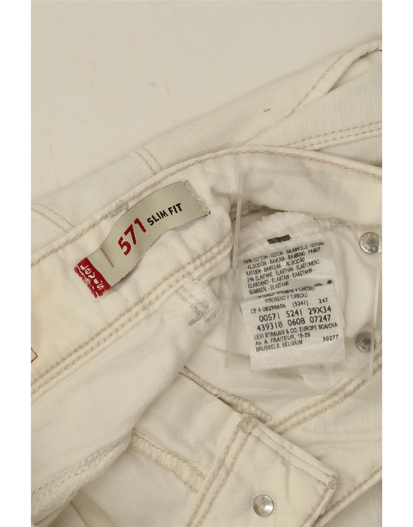 LEVI'S Womens 571 Slim Fit Casual Trousers W29 L34 White Cotton Vintage Levi's and Second-Hand Levi's from Messina Hembry 