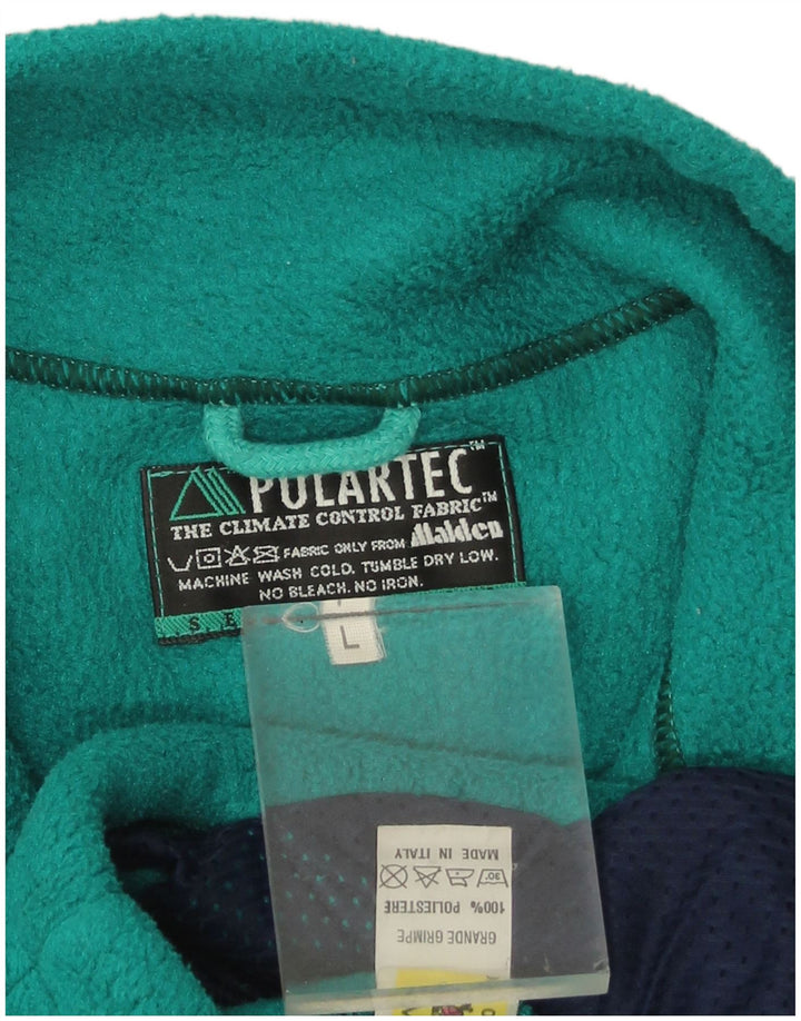 Vintage Mens Fleece Jacket UK 40 Large Green Geometric Polyester