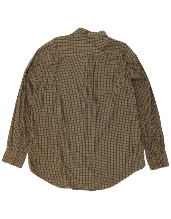 Nautica Mens Flannel Shirt XL Khaki Check Cotton