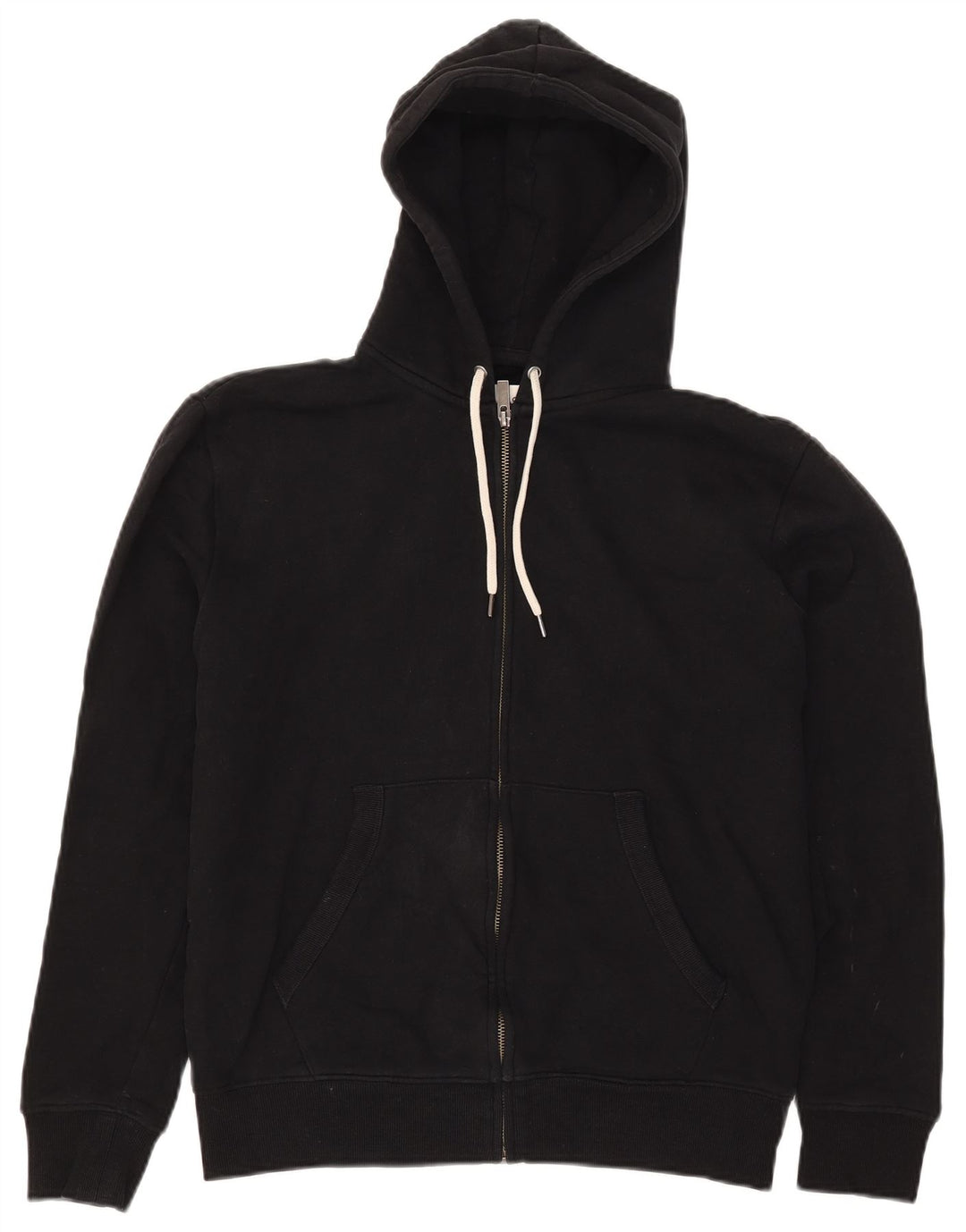Marks & Spencer Mens Zip Hoodie Sweater Medium Black Cotton
