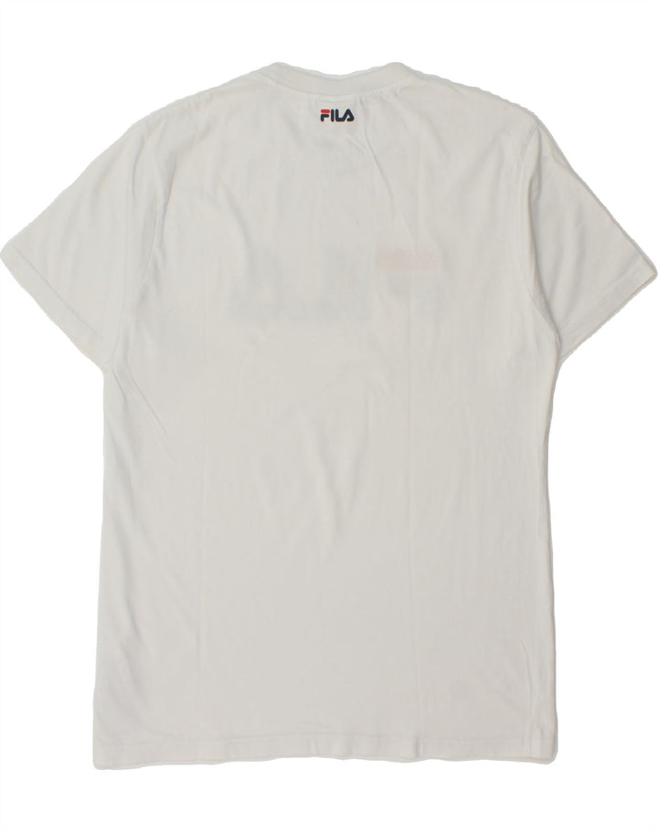 FILA Mens Graphic T-Shirt Top Small White Cotton Vintage Fila and Second-Hand Fila from Messina Hembry 