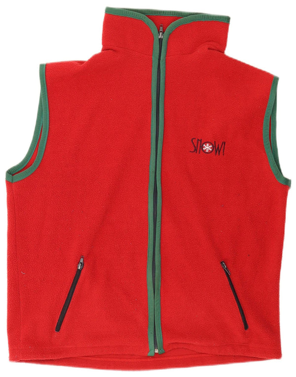 Vintage Mens Fleece Gilet UK 40 Large Red