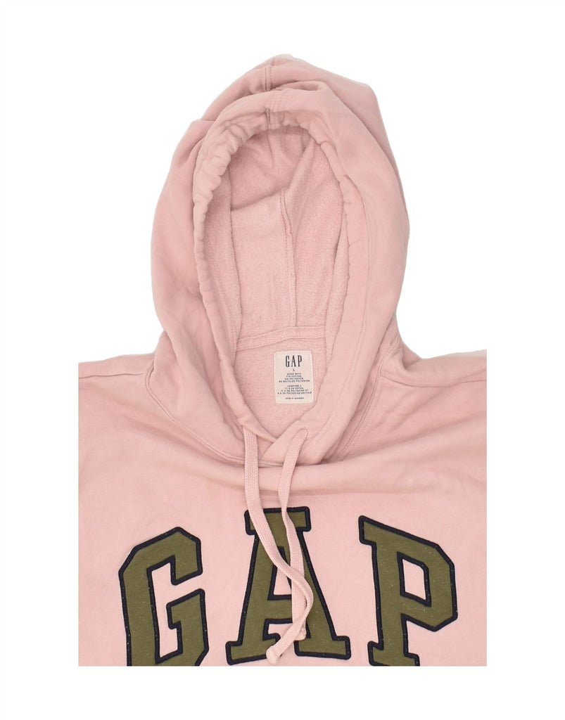 GAP Womens Graphic Hoodie Jumper UK 16 Large Pink Cotton | Vintage Gap | Thrift | Second-Hand Gap | Used Clothing | Messina Hembry 