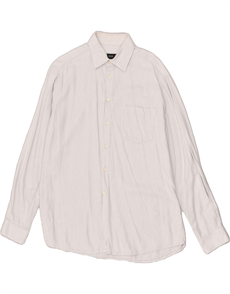 HUGO BOSS Mens Shirt Size 17 43 XL Grey Cotton | Vintage Hugo Boss | Thrift | Second-Hand Hugo Boss | Used Clothing | Messina Hembry 
