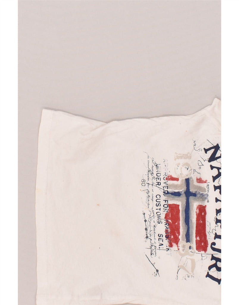 NAPAPIJRI Boys Graphic T-Shirt Top 5-6 Years Off White Cotton | Vintage Napapijri | Thrift | Second-Hand Napapijri | Used Clothing | Messina Hembry 