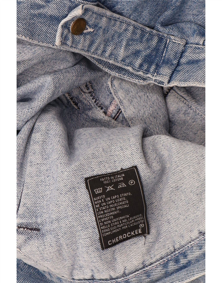 Cherokee Mens Graphic Denim Jacket UK 40 Large Blue Geometric Cotton
