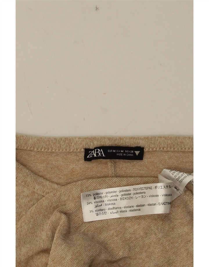 Zara Womens Long Sleeve Jumper Dress UK 12 Medium Beige Flecked Polyester
