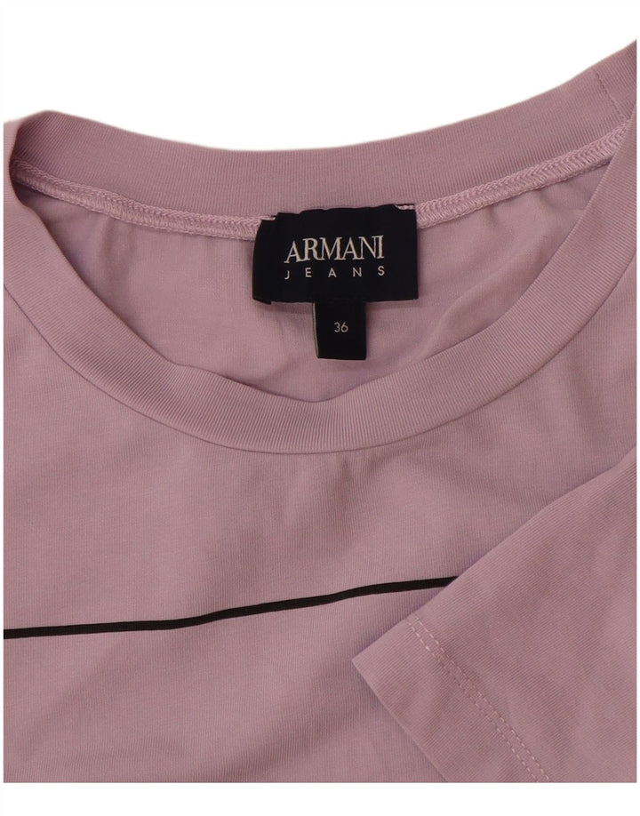 ARMANI JEANS Womens Graphic T-Shirt Top EU 36 Small Purple