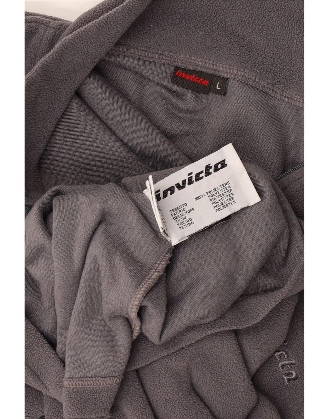 Invicta Mens Zip Neck Fleece Jumper Large Grey Polyester
