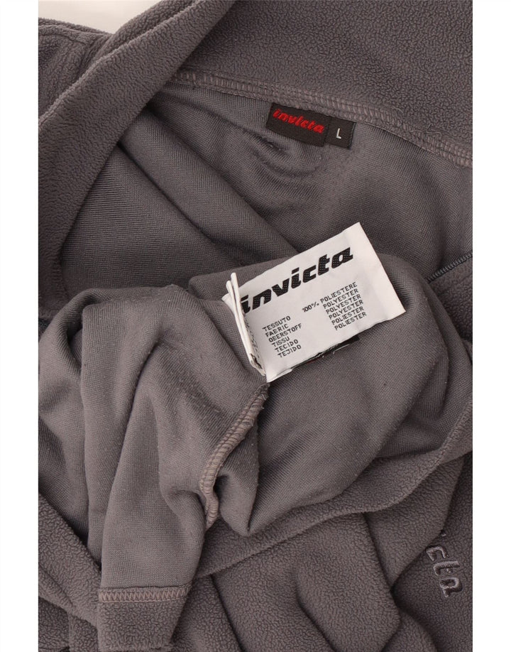Invicta Mens Zip Neck Fleece Jumper Large Grey Polyester