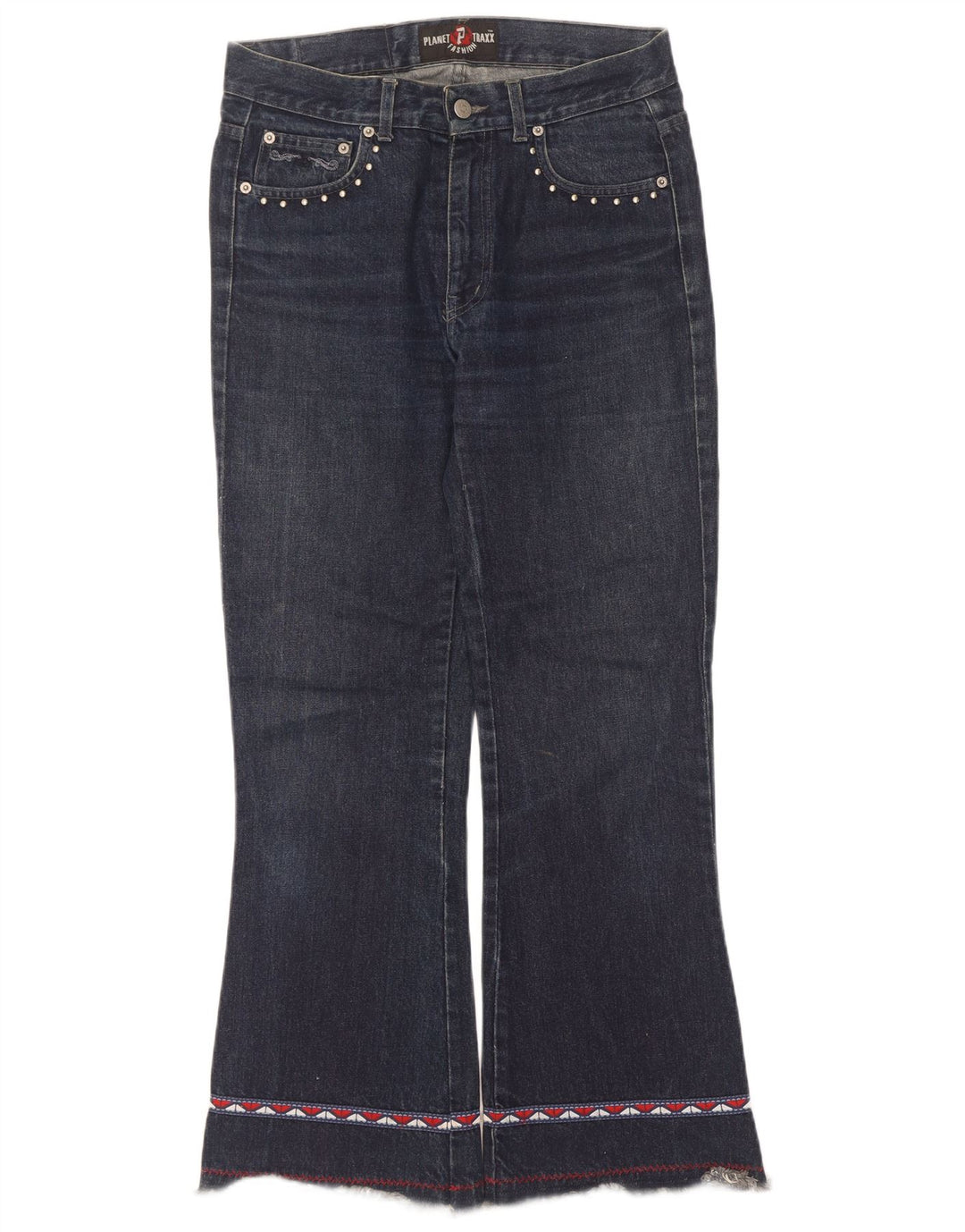 Planet Traxx Womens High Rise Bootcut Jeans W29 L32 Blue Cotton