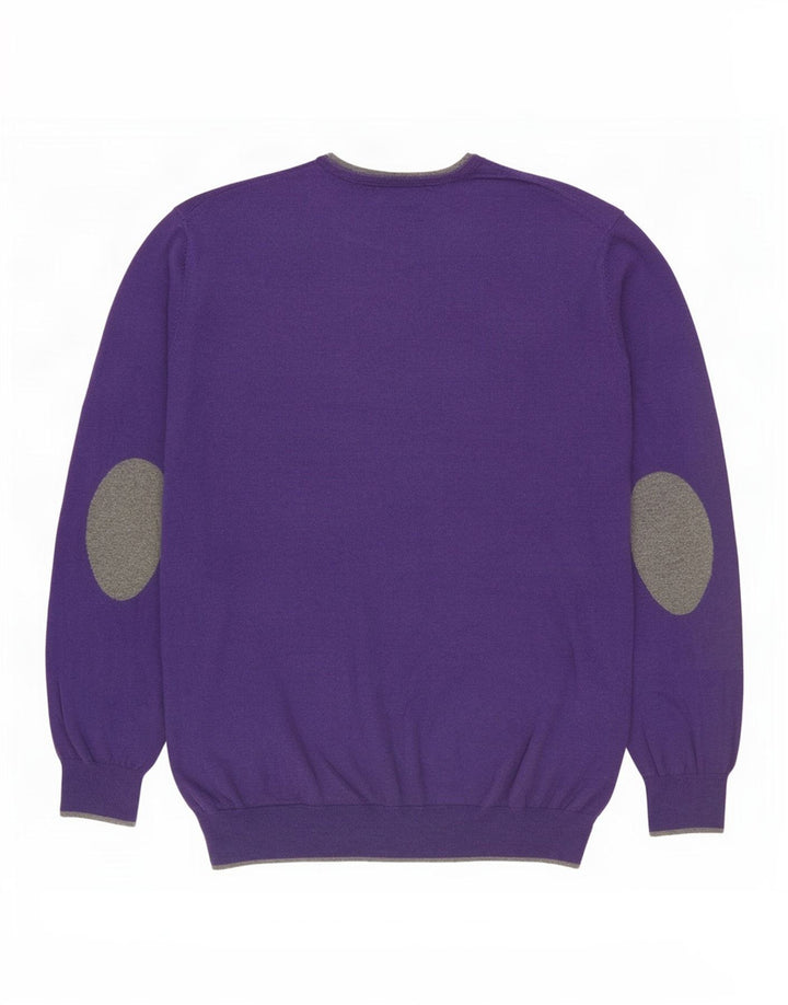Massimo Dutti Mens Crew Neck Jumper Sweater XL Purple Cotton