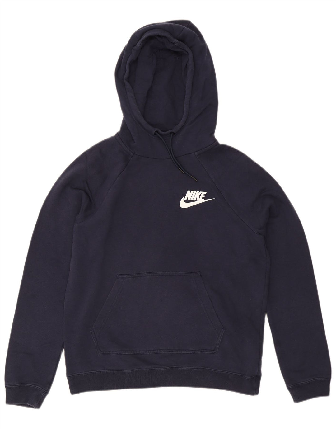 NIKE Mens Hoodie Jumper Small Navy Blue Cotton