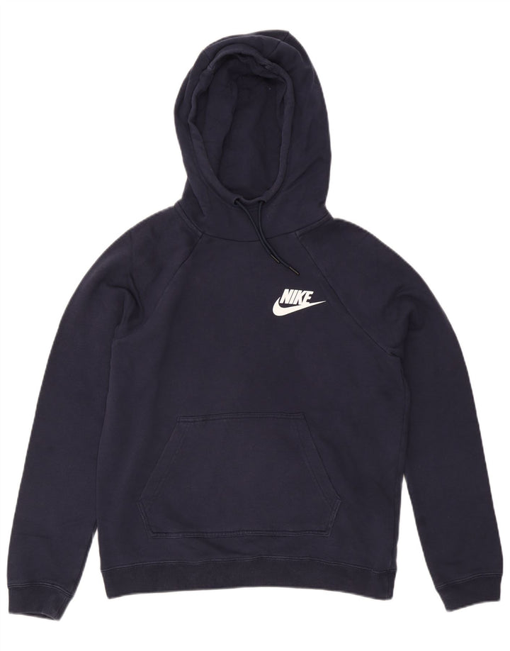 NIKE Mens Hoodie Jumper Small Navy Blue Cotton