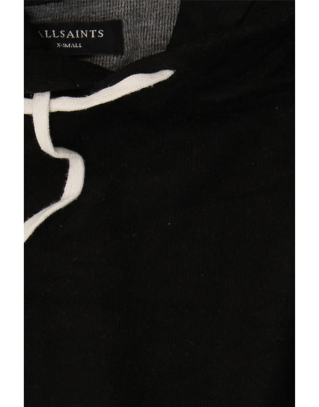 ALL SAINTS Mens Oversized Hoodie Jumper XS Black Acrylic Vintage All Saints and Second-Hand All Saints from Messina Hembry 