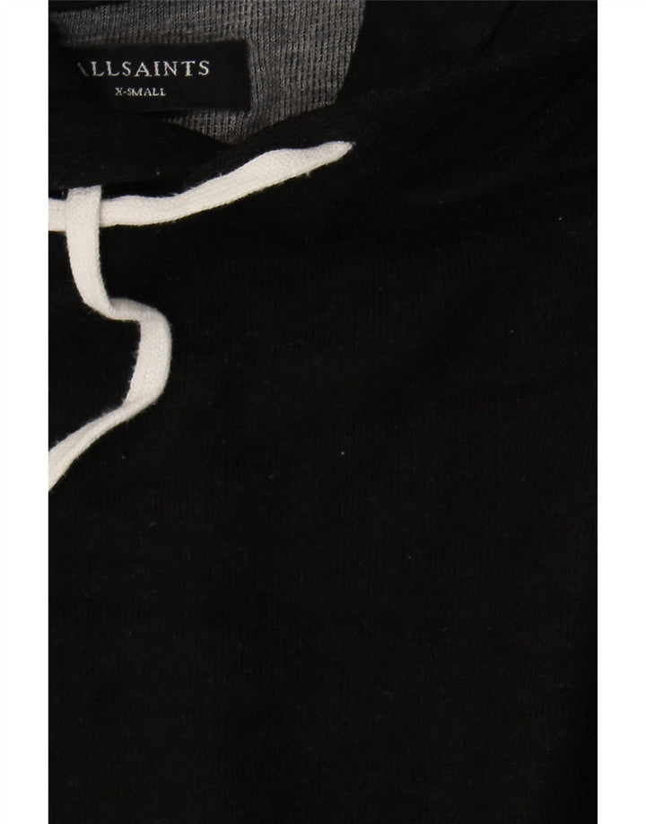 ALL SAINTS Mens Oversized Hoodie Jumper XS Black Acrylic Vintage All Saints and Second-Hand All Saints from Messina Hembry 