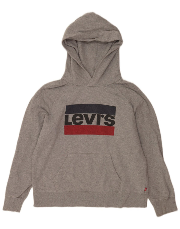 Levi's Mens Graphic Hoodie Jumper Medium Grey Cotton