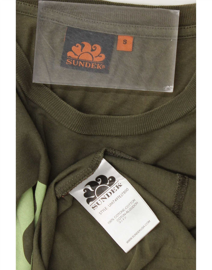 Sundek Mens Graphic T-Shirt Top Small Green Cotton