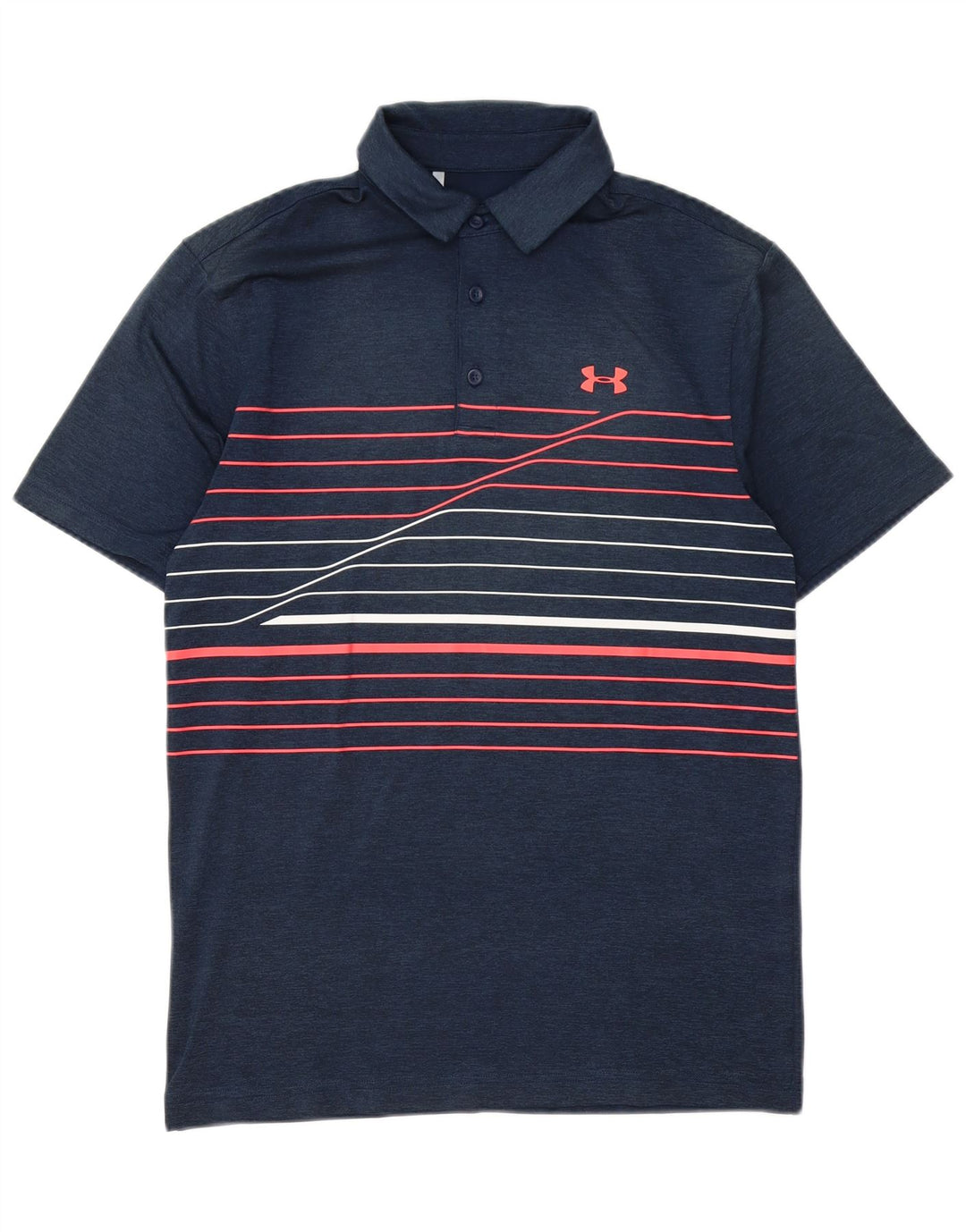 Under Armour Mens Polo Shirt Small Navy Blue Striped