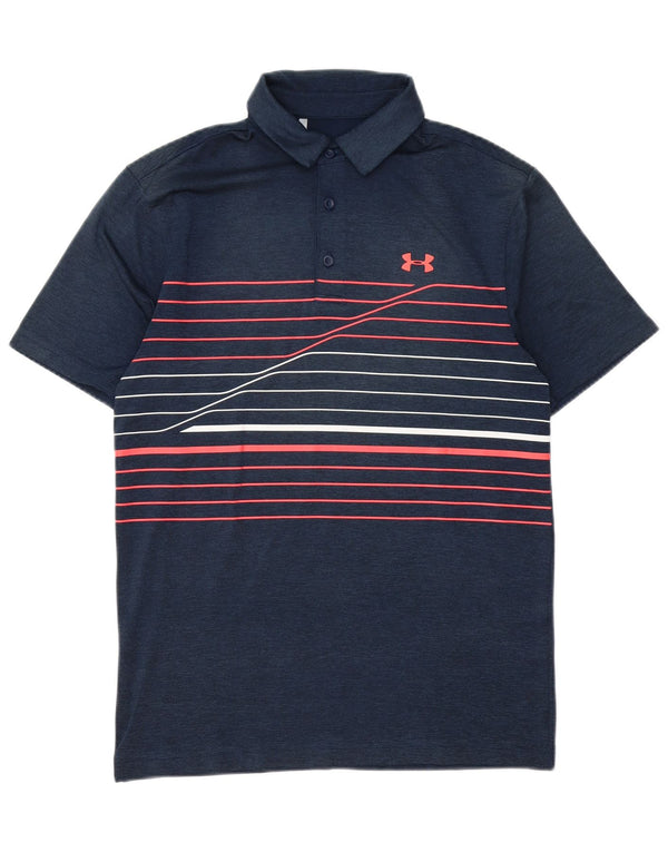 Under Armour Mens Polo Shirt Small Navy Blue Striped