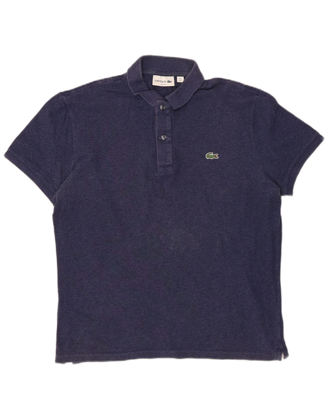 LACOSTE Mens Slim Fit Polo Shirt Size 5 Large Navy Blue Cotton