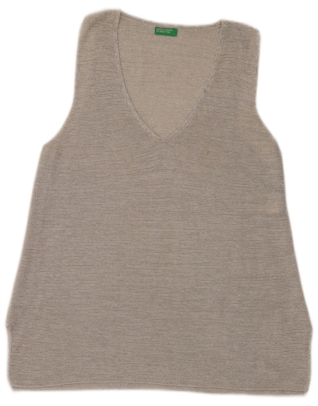 Benetton Womens Vest Top UK 14 Large Grey Cotton
