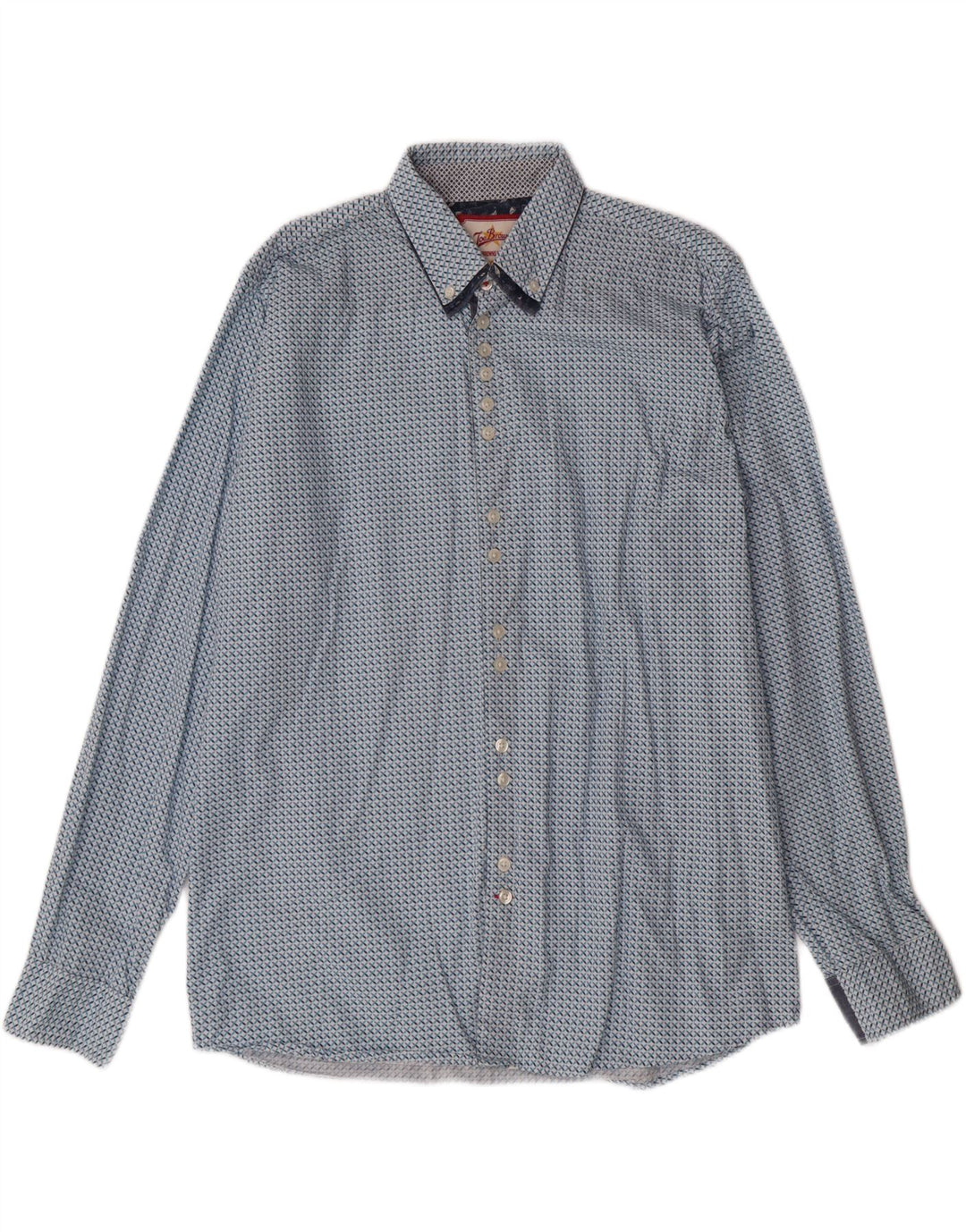 JOE BROWNS Mens Shirt Large Blue Geometric Cotton