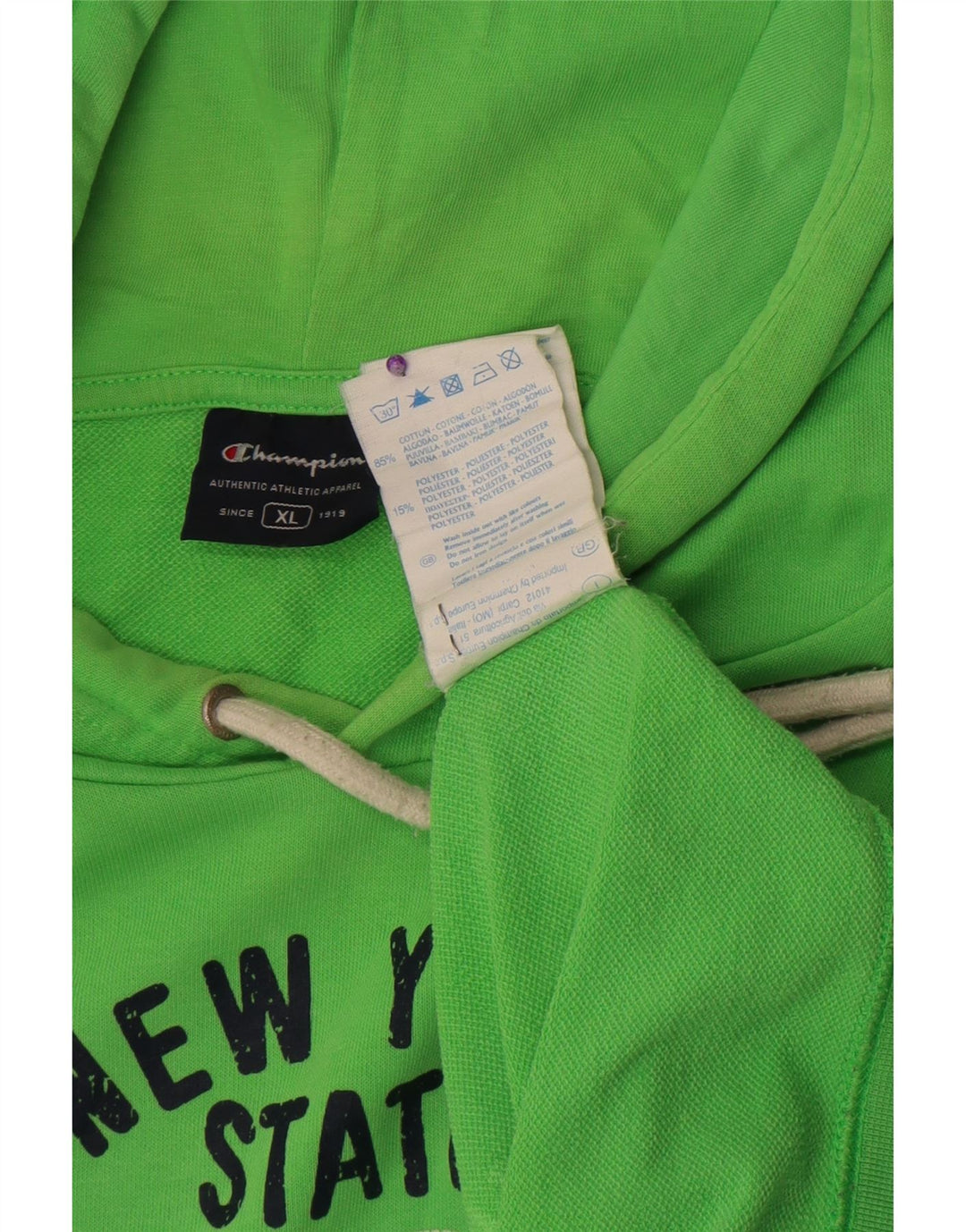 Champion Mens Graphic Hoodie Jumper XL Green Polyester
