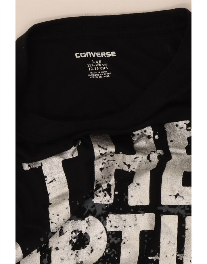 CONVERSE Boys Graphic Top Long Sleeve 12-13 Years Large  Black Colourblock Vintage Converse and Second-Hand Converse from Messina Hembry 