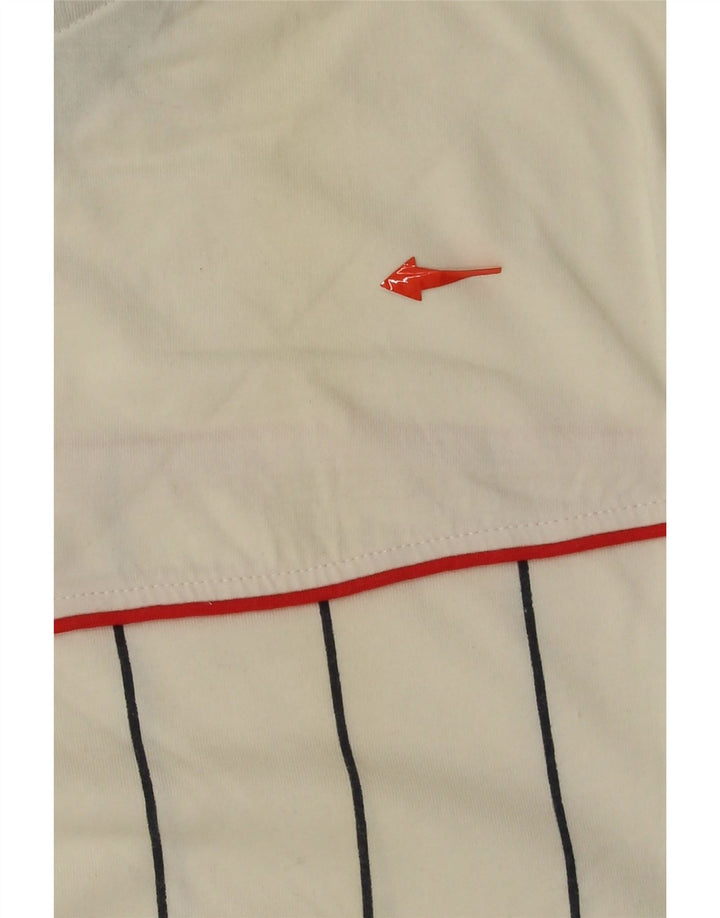 FILA Mens T-Shirt Top Medium White Striped Cotton