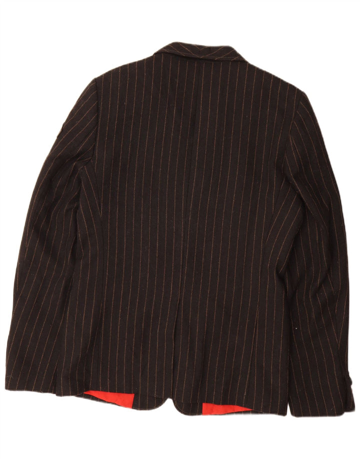 Jack & Jones Mens Graphic Blazer Jacket UK 38 Medium Black Pinstripe
