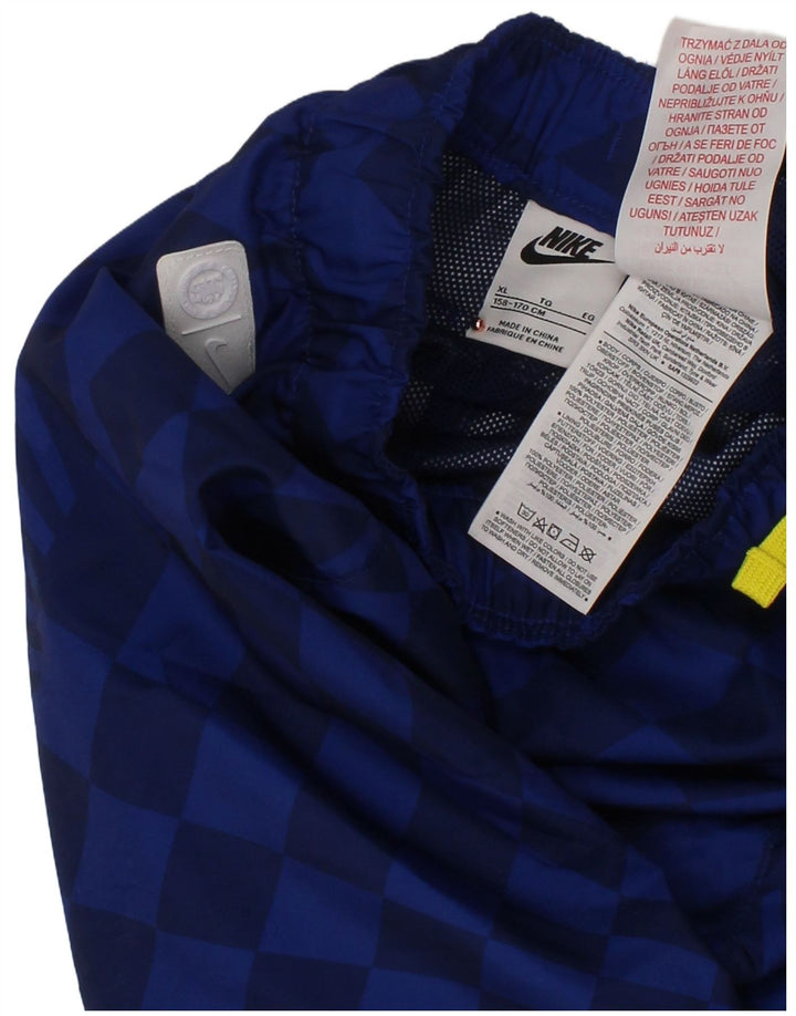 NIKE Boys Graphic Sport Shorts 13-14 Years XL Blue Geometric Polyester
