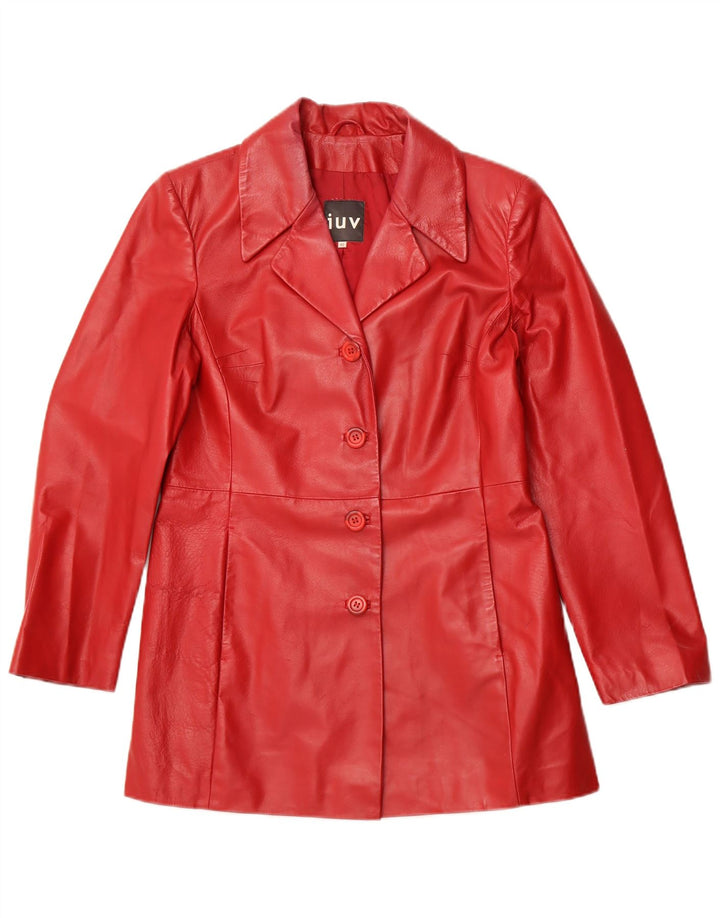 VINTAGE Womens Leather Jacket IT 42 Medium Red Leather
