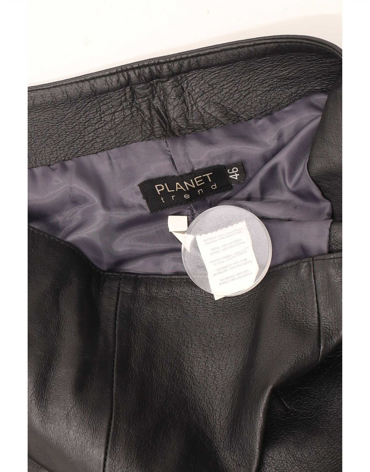 Planet Womens Flare Leather Trousers IT 46 Large W32 L30 Black Leather